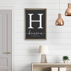 Personalized Printed Wood Monogram Family Name Sign With Established Date Framed image 7