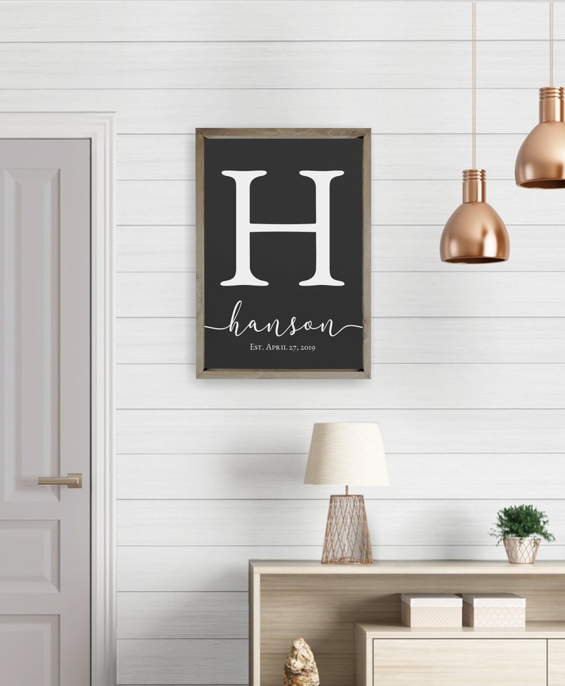 Personalized Printed Wood Monogram Family Name Sign With Established Date Framed image 7