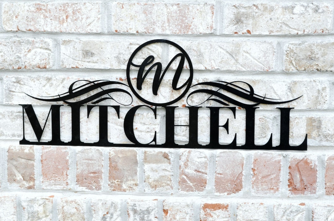 Personalized Metal Outdoor Family Name Sign With Monogram Etsy