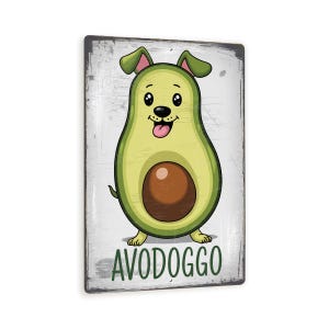 AVODOGGO Funny Avocado Dog Metal Sign – 8x12 Vintage Cartoon Wall Decor With Rustic Finish, Whimsical Kitchen Or Nursery Art