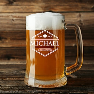 Personalized Engraved 16 Ounce Glass Beer Mug (Sold Individually)