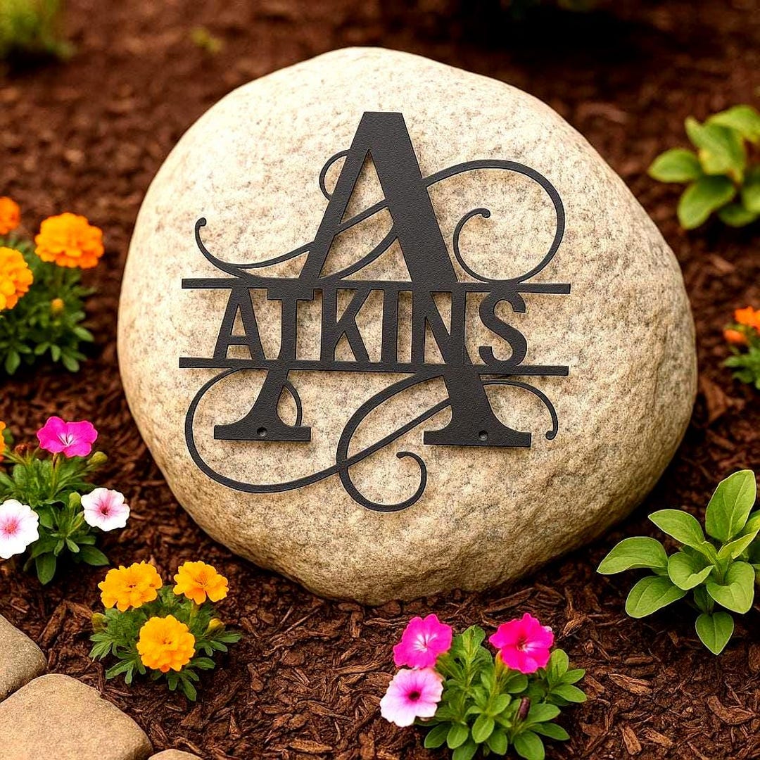 Custom Metal Monogram Sign – Personalized Split Letter Family Name ...