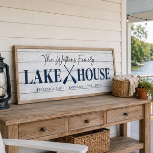 Personalized Lake House Sign, Custom Family Last Name Lake House Sign, Cabin Sign, Lake Home Wall Decor, Housewarming Gift image 7