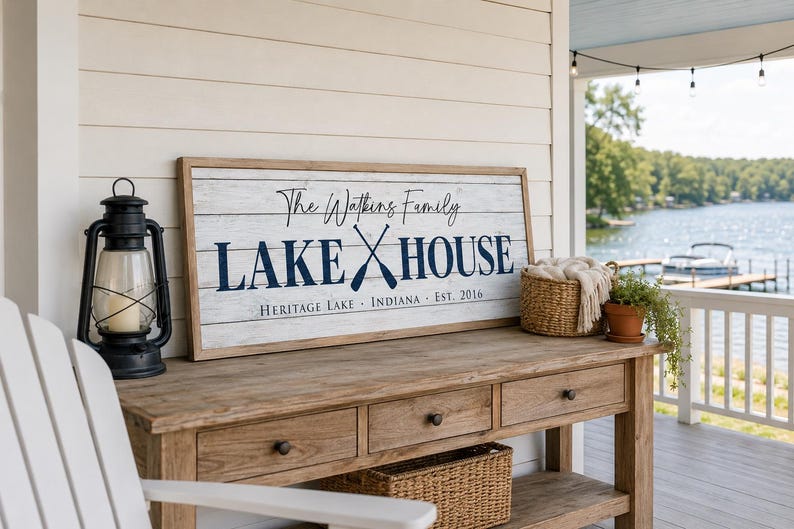 Personalized Lake House Sign, Custom Family Last Name Lake House Sign, Cabin Sign, Lake Home Wall Decor, Housewarming Gift image 7