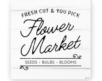 Fresh Cut Flower Market Farmhouse Style Wood Wall Decor Sign