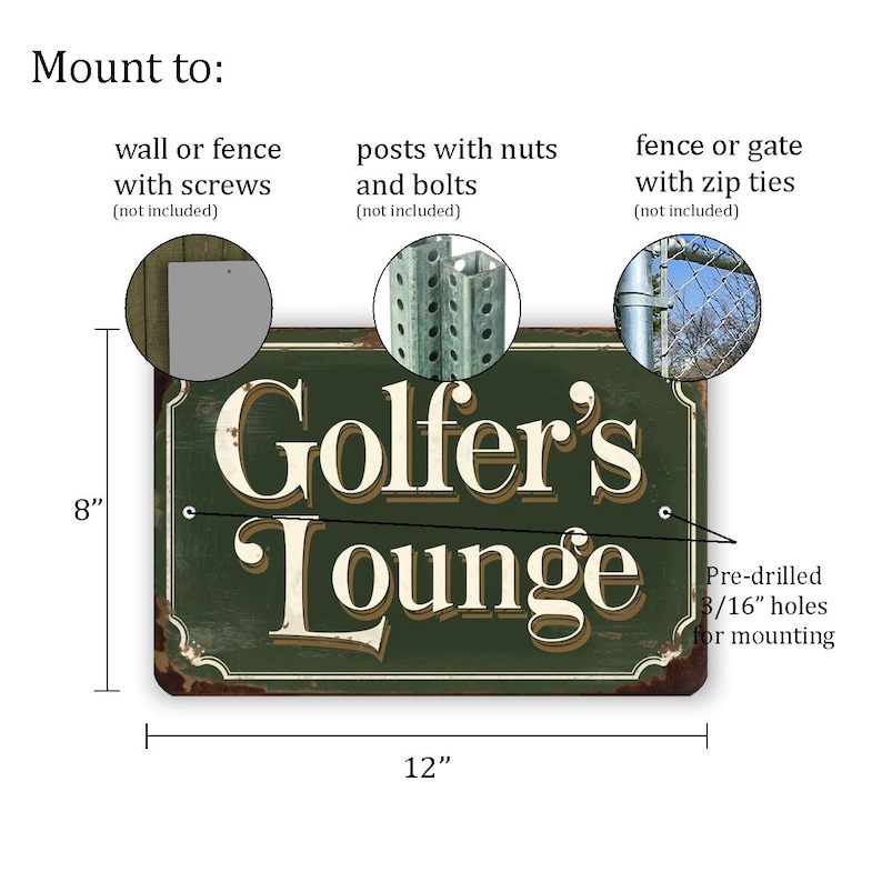 Rustic Golf Signs Golfer's Lounge Vintage Metal Sign – Rustic Golf Wall Decor for Home ...