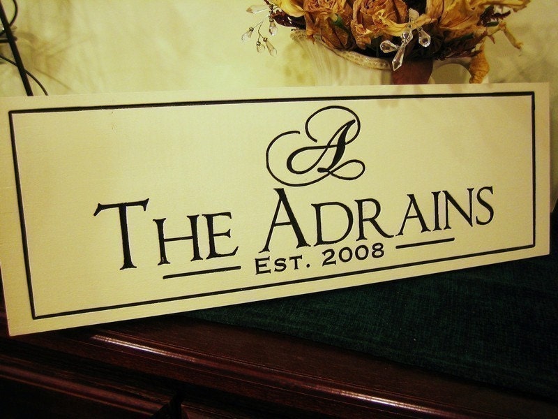 Personalized Carved Wood Family Name Sign With Established Date