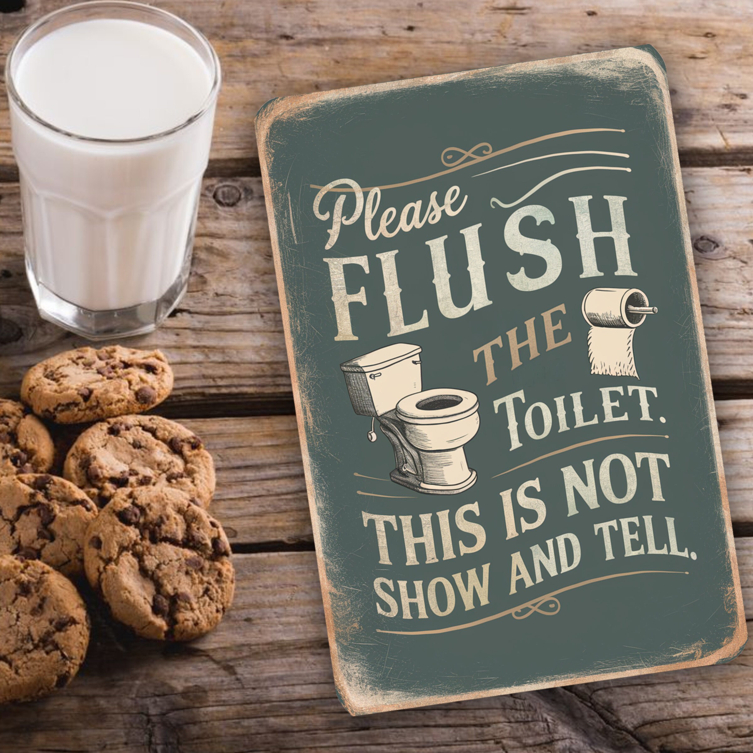8x12 Funny Vintage-style Bathroom Sign - 'please Flush the Toilet