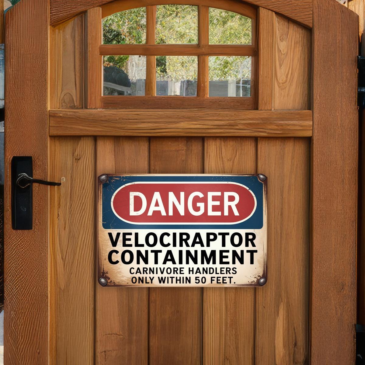 Velociraptor Containment Sign – 8x12 Vintage Dinosaur Warning Metal ...