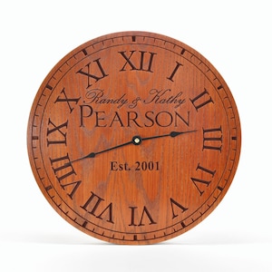 Personalized Carved Wood Clock With your Name Custom Engraved 13, 16, or 20 image 2