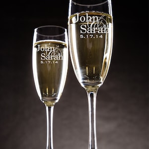 Personalized Engraved Champagne Toasting Glasses (Set of 2)