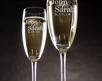 Personalized Engraved Champagne Toasting Glasses (Set of 2)
