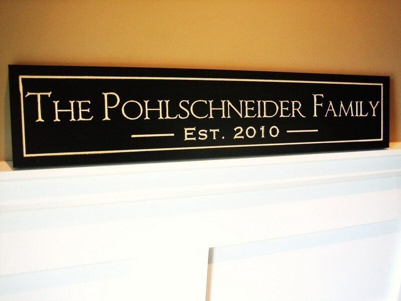 Personalized Carved Wood Family Name Sign With Established Date 7x36