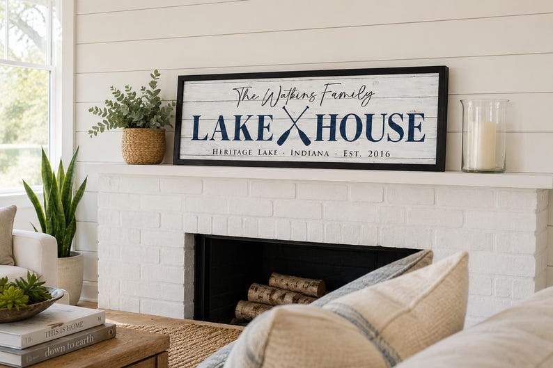 Personalized Lake House Sign, Custom Family Last Name Lake House Sign, Cabin Sign, Lake Home Wall Decor, Housewarming Gift image 8