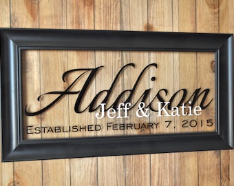 Personalized Glass Family Name Sign With Established Date 11x21