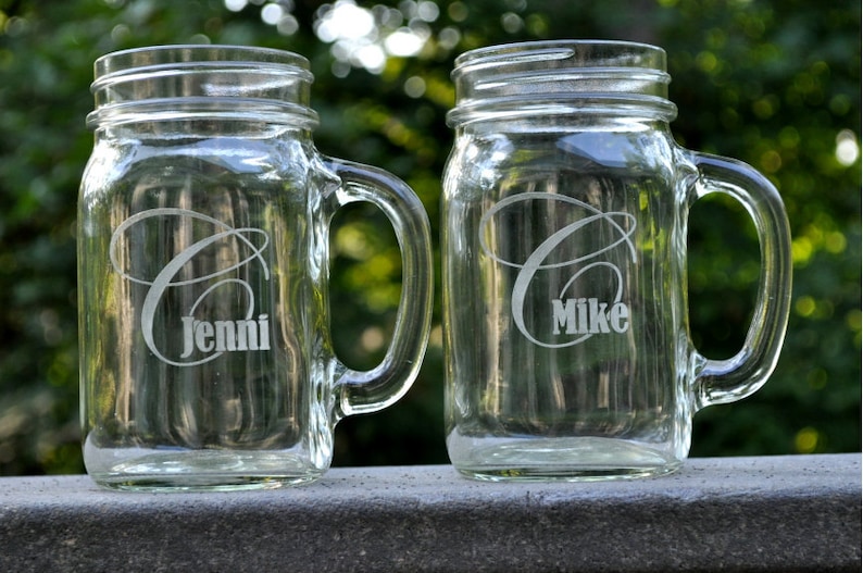 Personalized Engraved Mason Jar Mug With Monogram Design sold Etsy UK