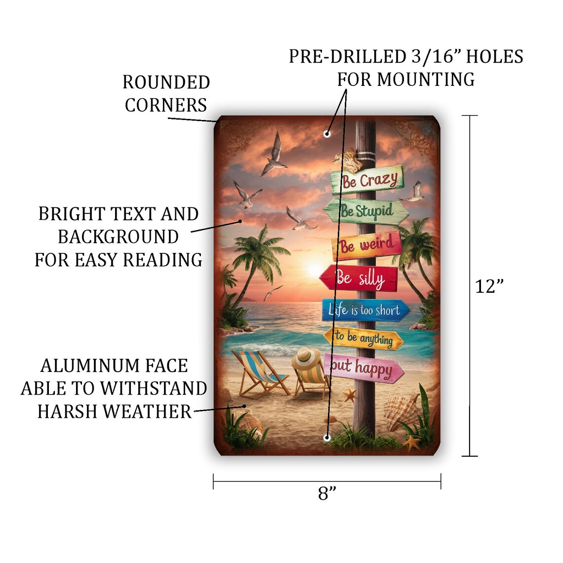 Vibrant Beach Scene With Motivational Signpost - Humorous and ...