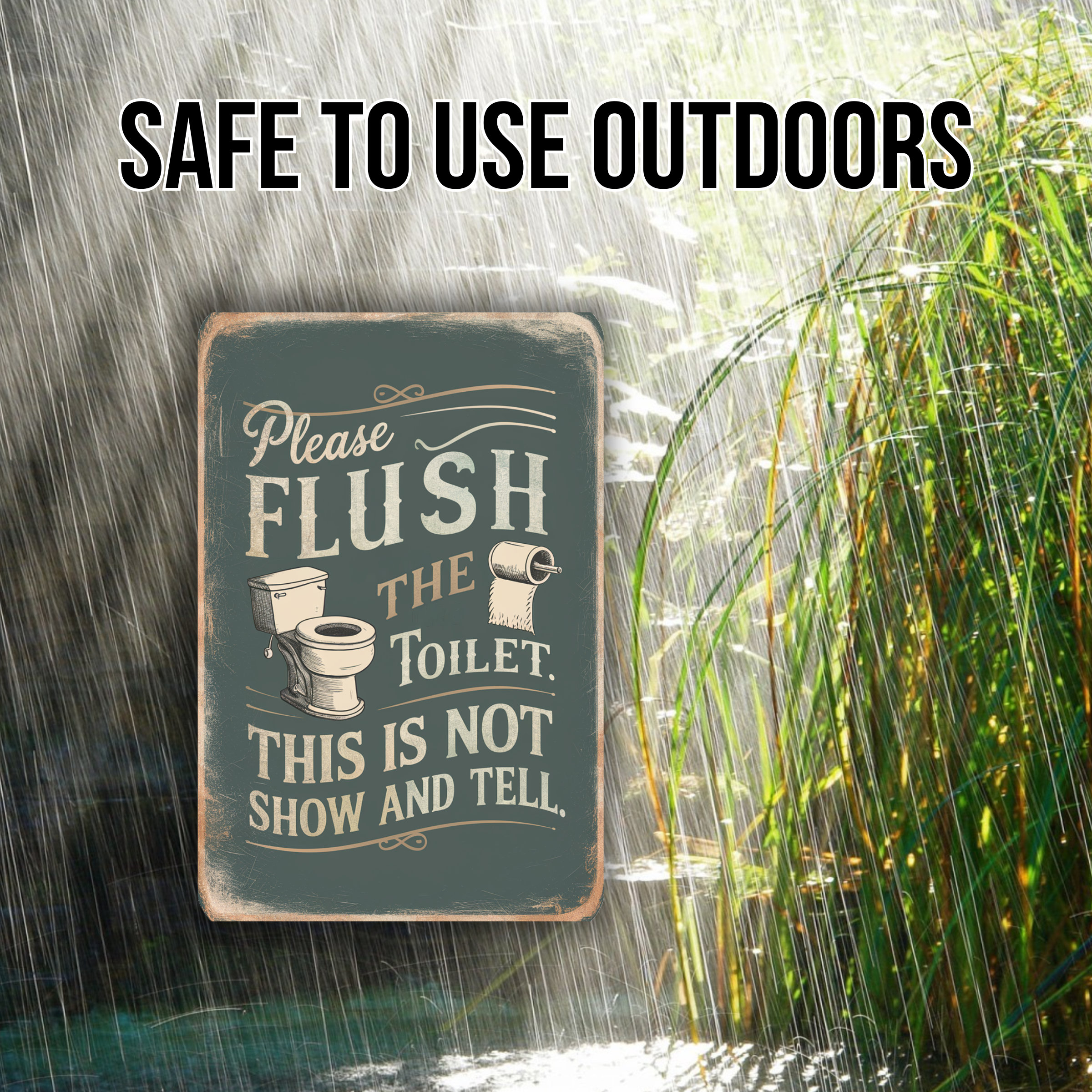8x12 Funny Vintage-style Bathroom Sign - 'please Flush the Toilet
