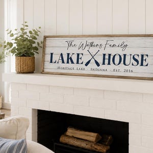 Personalized Lake House Sign, Custom Family Last Name Lake House Sign, Cabin Sign, Lake Home Wall Decor, Housewarming Gift image 3