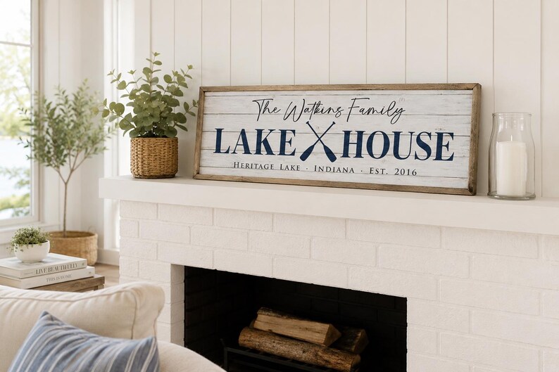 Personalized Lake House Sign, Custom Family Last Name Lake House Sign, Cabin Sign, Lake Home Wall Decor, Housewarming Gift image 3