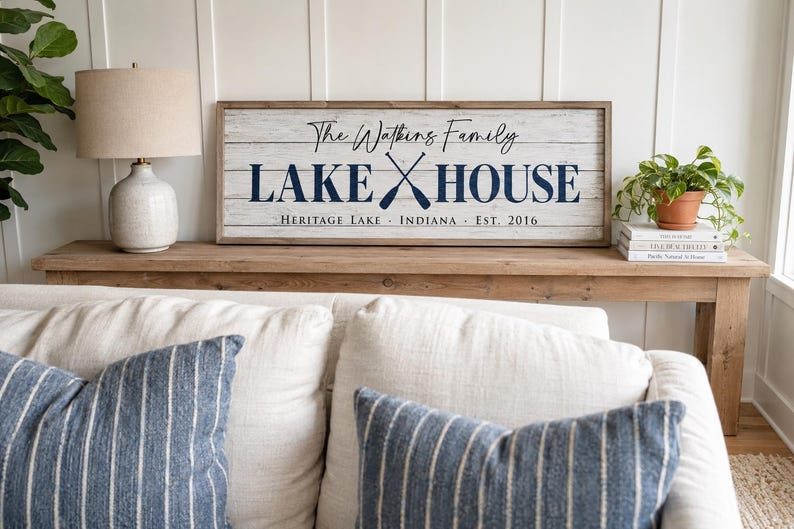 Personalized Lake House Sign, Custom Family Last Name Lake House Sign, Cabin Sign, Lake Home Wall Decor, Housewarming Gift image 4