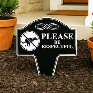 No Dog Pooping Please Be Respectful Aluminum Yard Sign 10x14 (Available in English or Spanish)