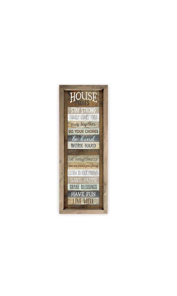 House Rules Farmhouse Style Wall Decor Sign - Available In Four Sizes