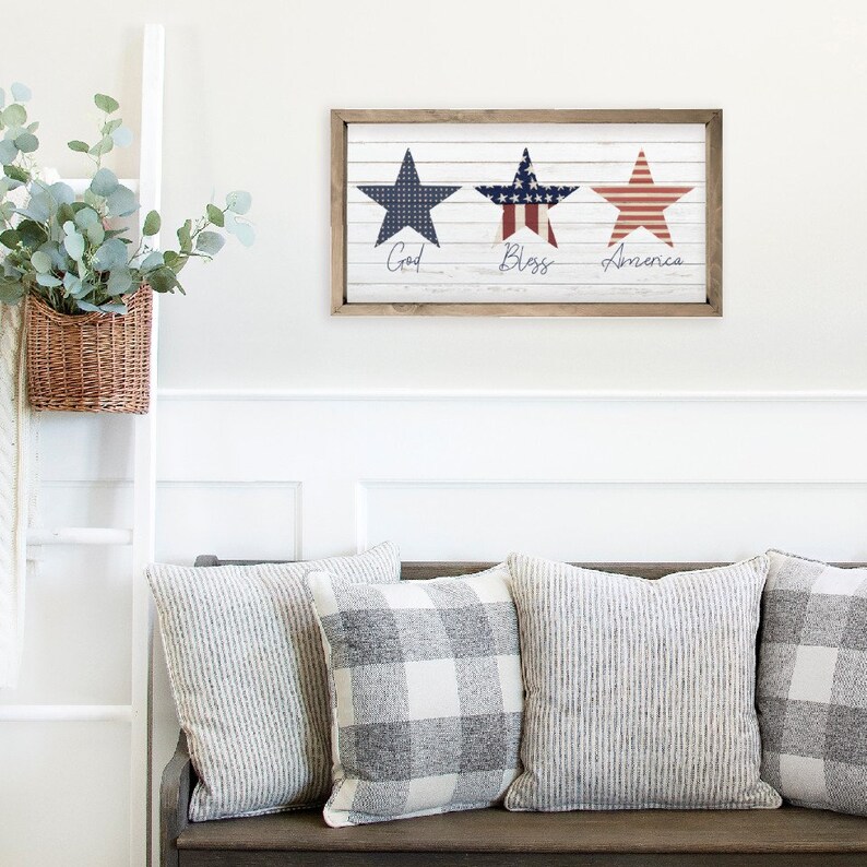 God Bless America Rustic Farmhouse Style Wood Wall Decor Sign - Etsy - Farmhouse Style Wood Wall Decor With A Natural And Rustic Feel