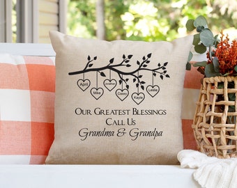 Personalized Grandkids Names Pillow Cover with Custom Names - The Perfect Gift for Proud Grandparents