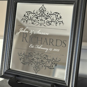 Personalized Printed Mirror Family Name Sign With Established Date 10x10