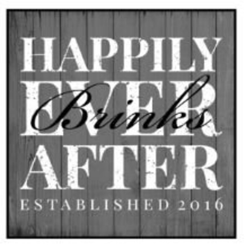 Personalized Printed Wood Family Name Sign With Happily Ever After Design 12x12 Gray