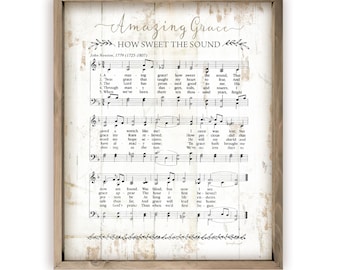 Amazing Grace Sheet Music Rustic Wall Sign