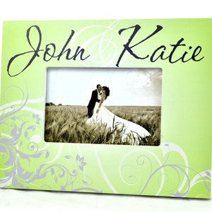 Personalized Picture Frame With Scroll Design For A 4x6 Photo Green