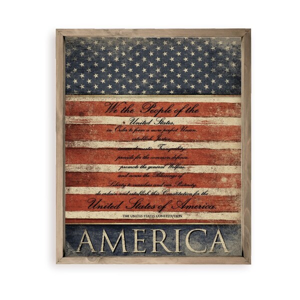 US Flag Constitution Patriotic America Farmhouse Style Wood Wall Decor Sign