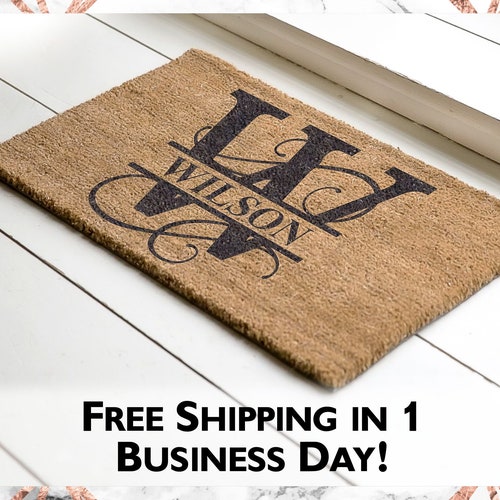Personalized Doormat Custom Split Monogram Door Mat 18x30 Etsy