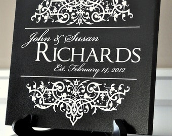 Personalized Laser Engraved Family Name Sign With Established Date 8x8