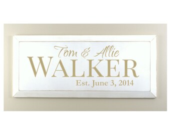 Personalized Carved Wood Family Name Sign With Established Date And Beveled Edge 10x24