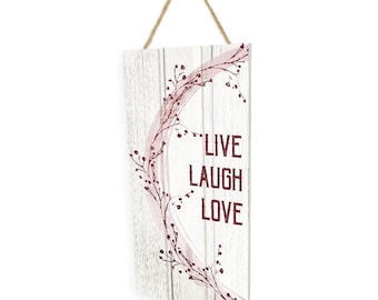 White Wooden Live Laugh Love Words Sign Plaque Vintage Wedding Home Decor 