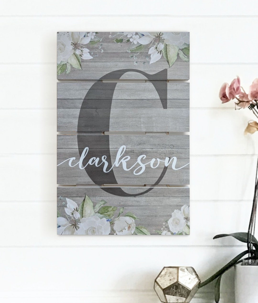Personalized Printed Wood Name Sign With Rustic Pallet Monogram 10 X 15 ...