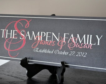 Personalized Printed Wood Family Name Sign With Established Date And Monogram