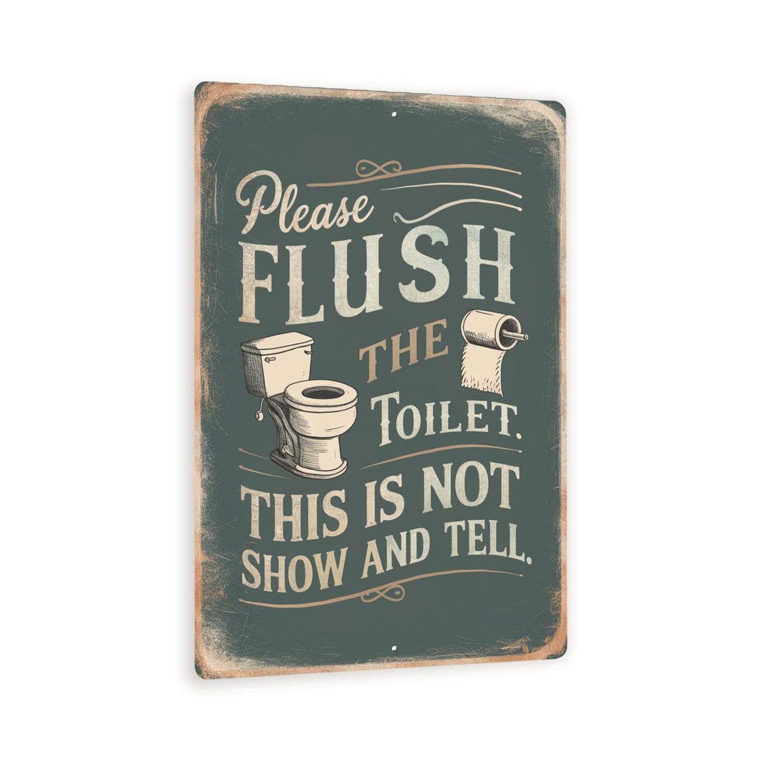 8x12 Funny Vintage-style Bathroom Sign - 'please Flush the Toilet