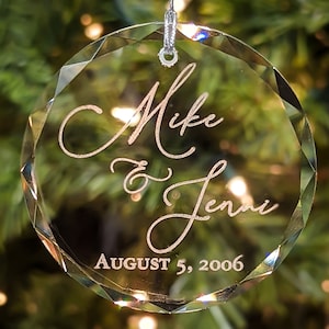 Custom Crystal Ornament Personalized with Your Names and Special Date