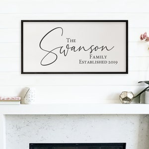 Personalized Printed Wood Family Name Sign With Established Date Black Frame