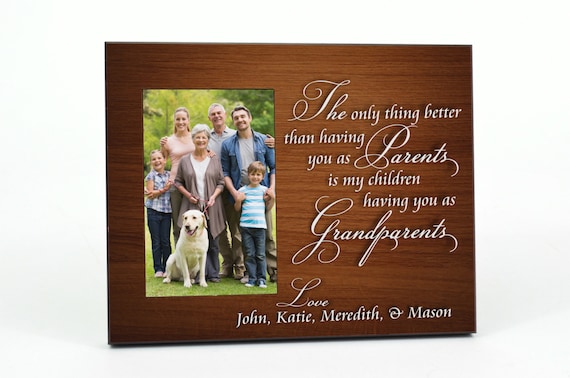 Grandparents Gift | Personalized 4x6 Picture Frame, Engraved Wood