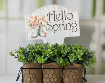 Hello Spring Aluminum Yard Sign 10x14