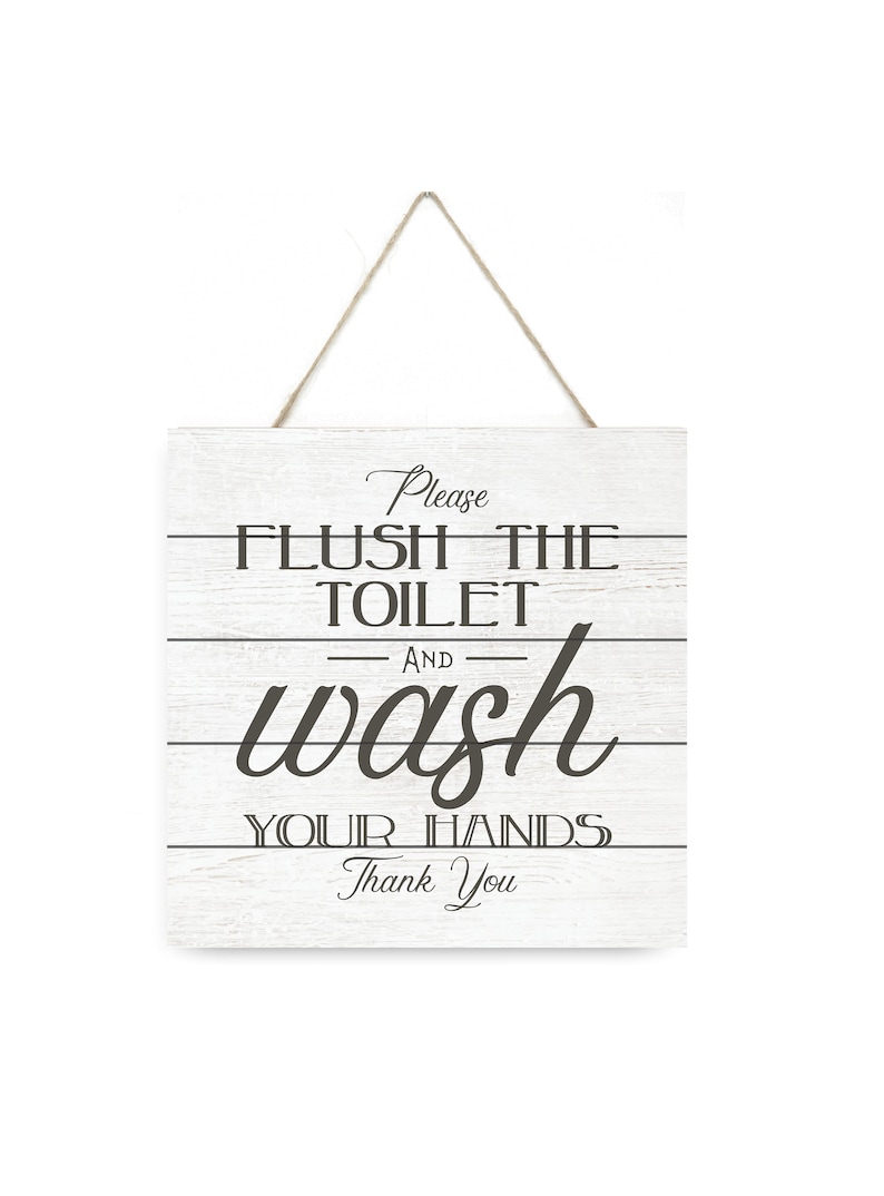 Please Flush the Toilet Wash Your Hands Wooden Plank Sign 7.5 X 7.5 - Etsy