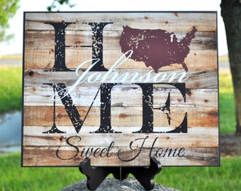 Personalized Printed Family Name Sign Home Sweet Home 12x15