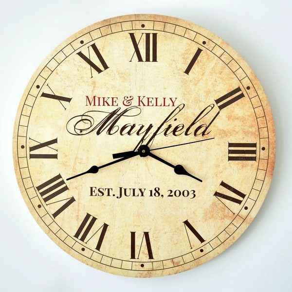 Personalized Rustic Clock 13" or 18" Diameter