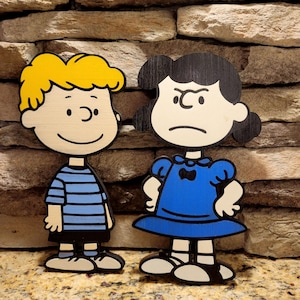 SCHROEDER and LUCY Freestanding Hand-Painted Wooden Decor With Magnetic Backs - Classic Charlie Brown Peanuts Inspired Art