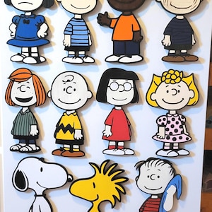 PEANUTS GANG Freestanding Hand-Painted Wooden Decor  With Magnetic Backs - Classic Charlie Brown Peanuts Inspired Art